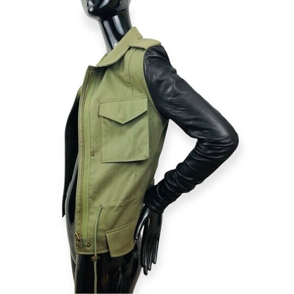 Olive Green and Black Women's Jacket - Picture 5 of 8